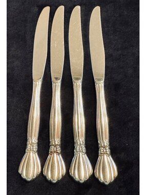 4 Oneida ALEXIS Deluxe Stainless Dinner Knives Glossy Bow Silverware Flatware